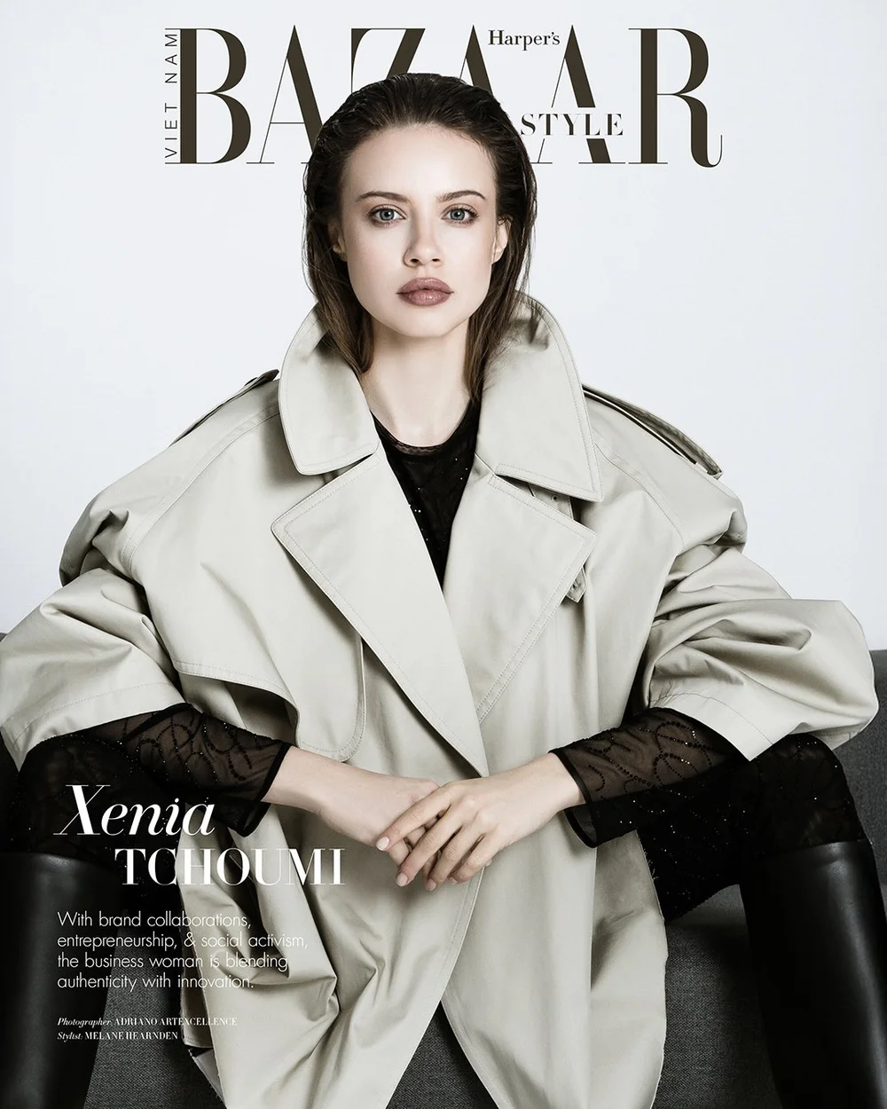 Xenia Tchoumi on the cover of Harper's Bazaar