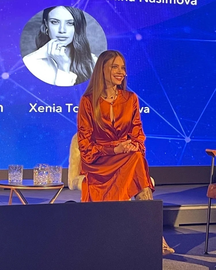 Xenia Tchoumi speaking at the Swiss Economic Forum