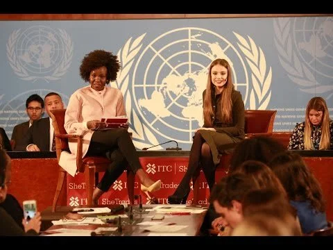 Xenia Tchoumi speaking at the United Nations