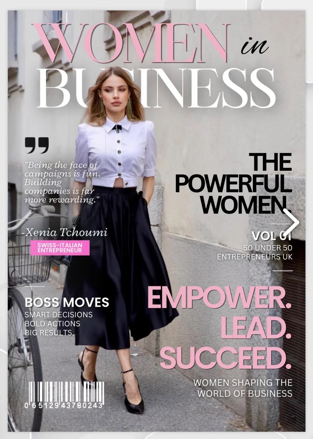 Xenia Tchoumi on the cover of Women in Business UK, July 2026